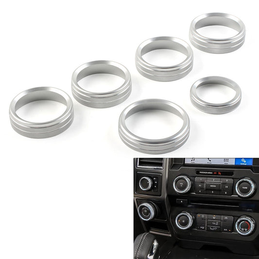 for Ford F150 XLT 2015-2020 6Pcs Air Conditioner Switch CD Button Ring Knob Trim
