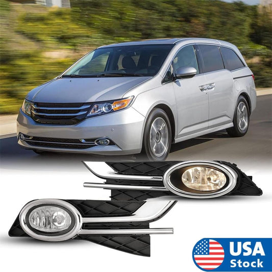 Fog Lights Clear Lens Lamps+Switch+Bezels for Honda Odyssey 2014 2015 2016 2017