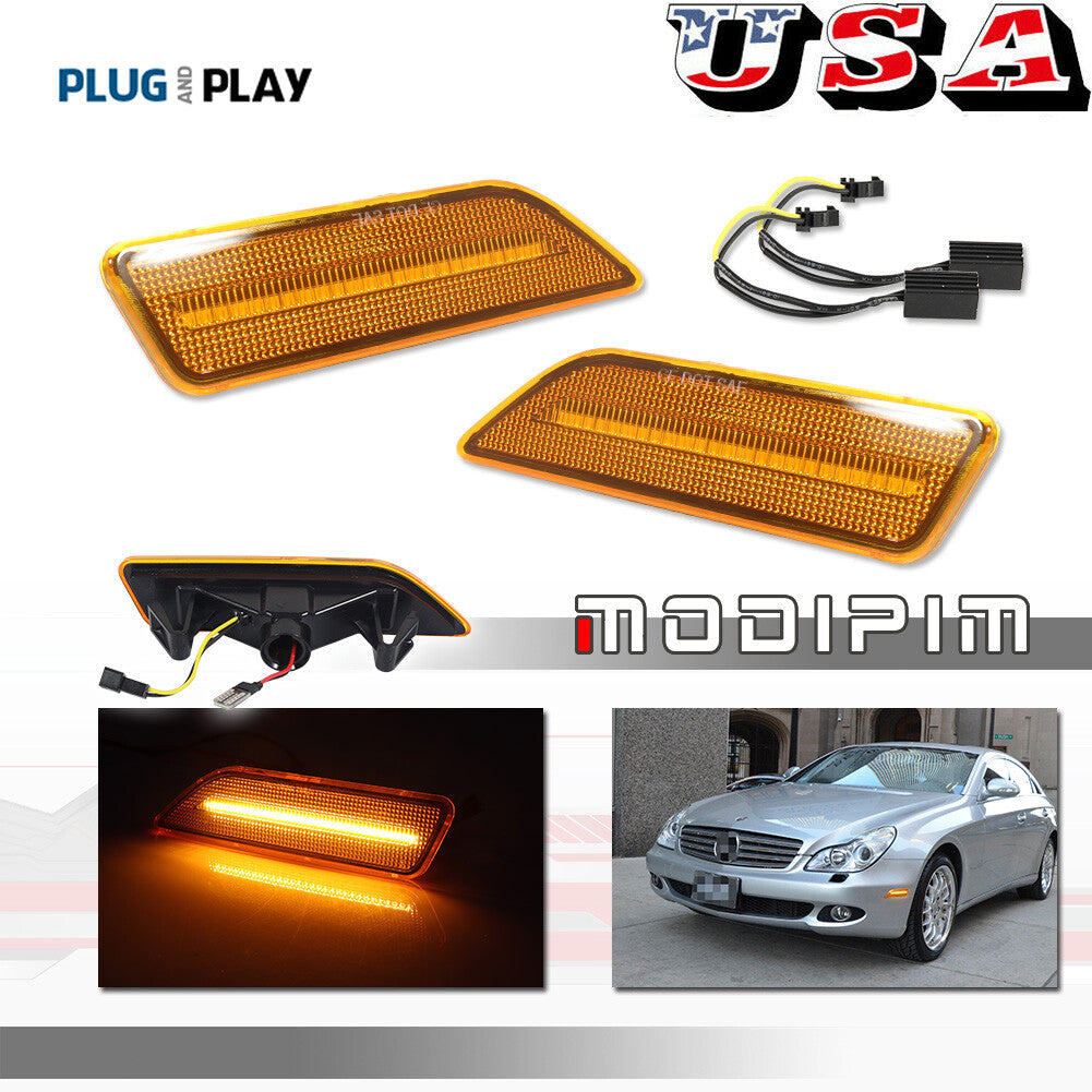 Suitable for 06-11 for Benz W219 CLS class amber LED side marker lights and front fender lights 2X