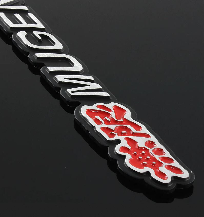 2 Mugen car rear sticker boots, trunk side badges for Honda for Acura,black and red