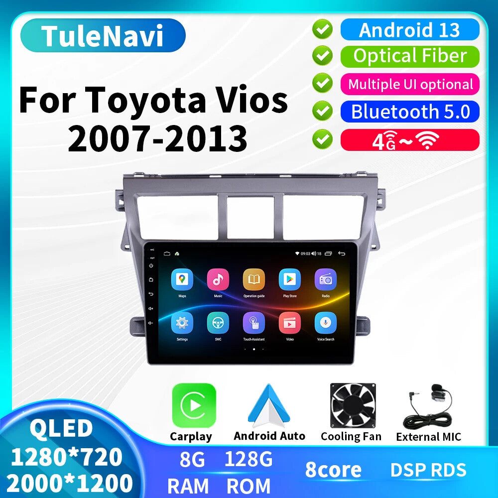 for Toyota VIOS Auto Video Player Multimedia Carplay Car Radio GPS Navigation 2k