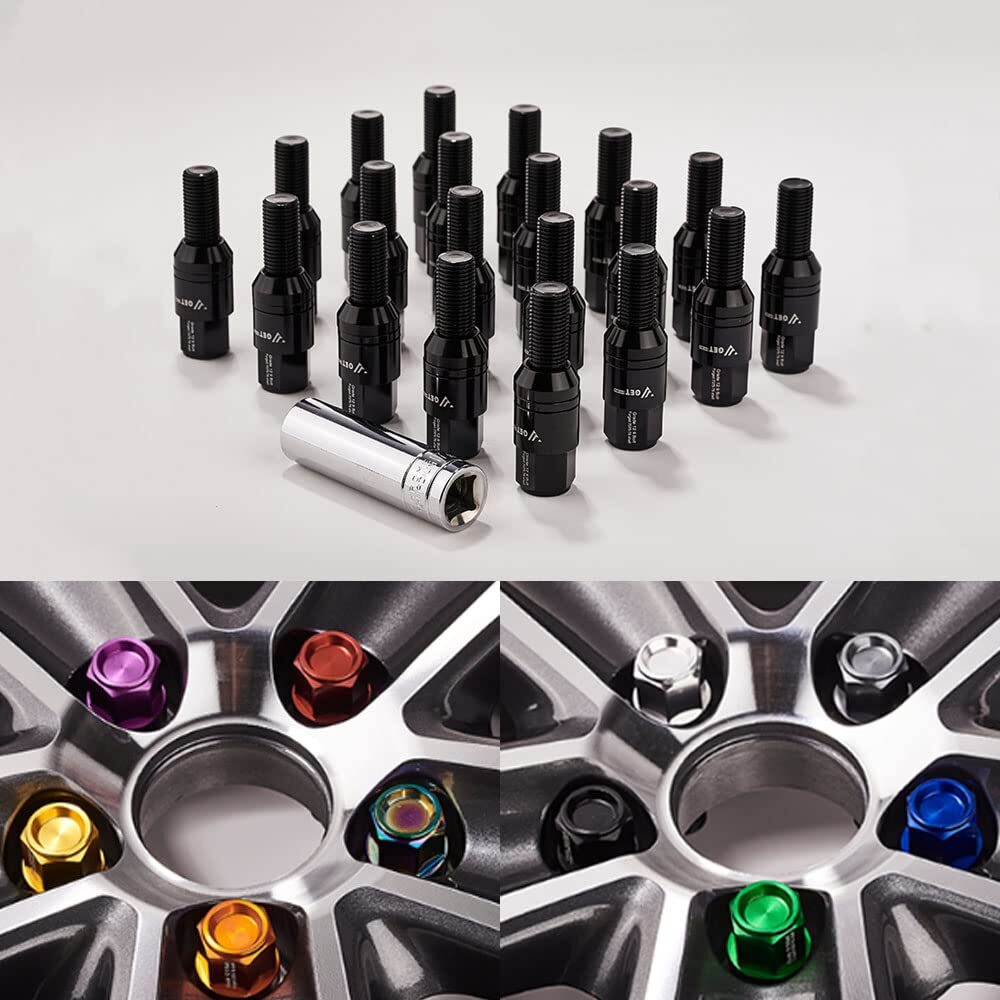 20x Black M14x1.25 Wheel Bolts 28mm Shank Tapered for Seat Forged Stud Set for BMW