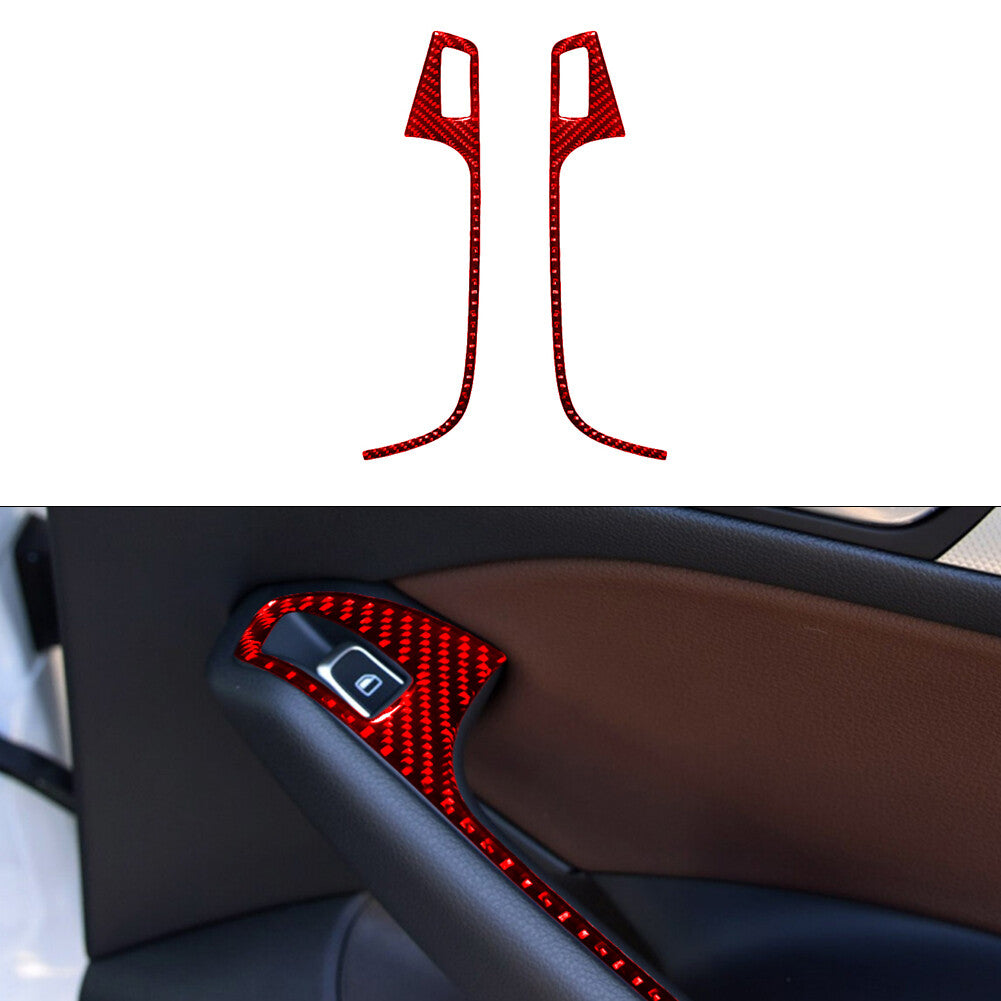 for Audi Q5 2009-2017 2Pcs Rear Window Lift Button Trim Cover Carbon Fiber Red