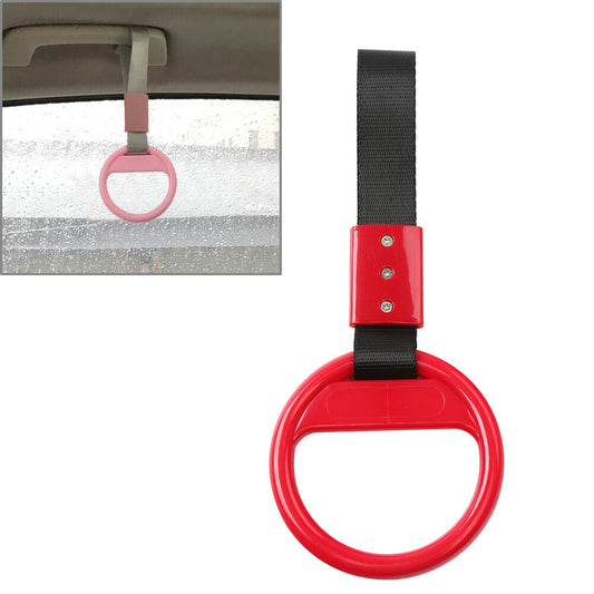 Car Round Ring Train Bus Handle Hand Strap Drift Charm Tools Black+red