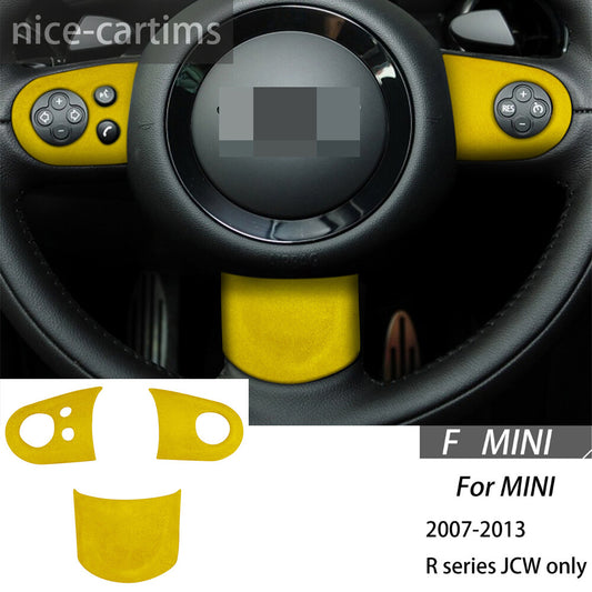 Suede Yellow Steering Wheel Cover for BMW for Mini Cooper R55 R56 R57 R58 R59 R60R61