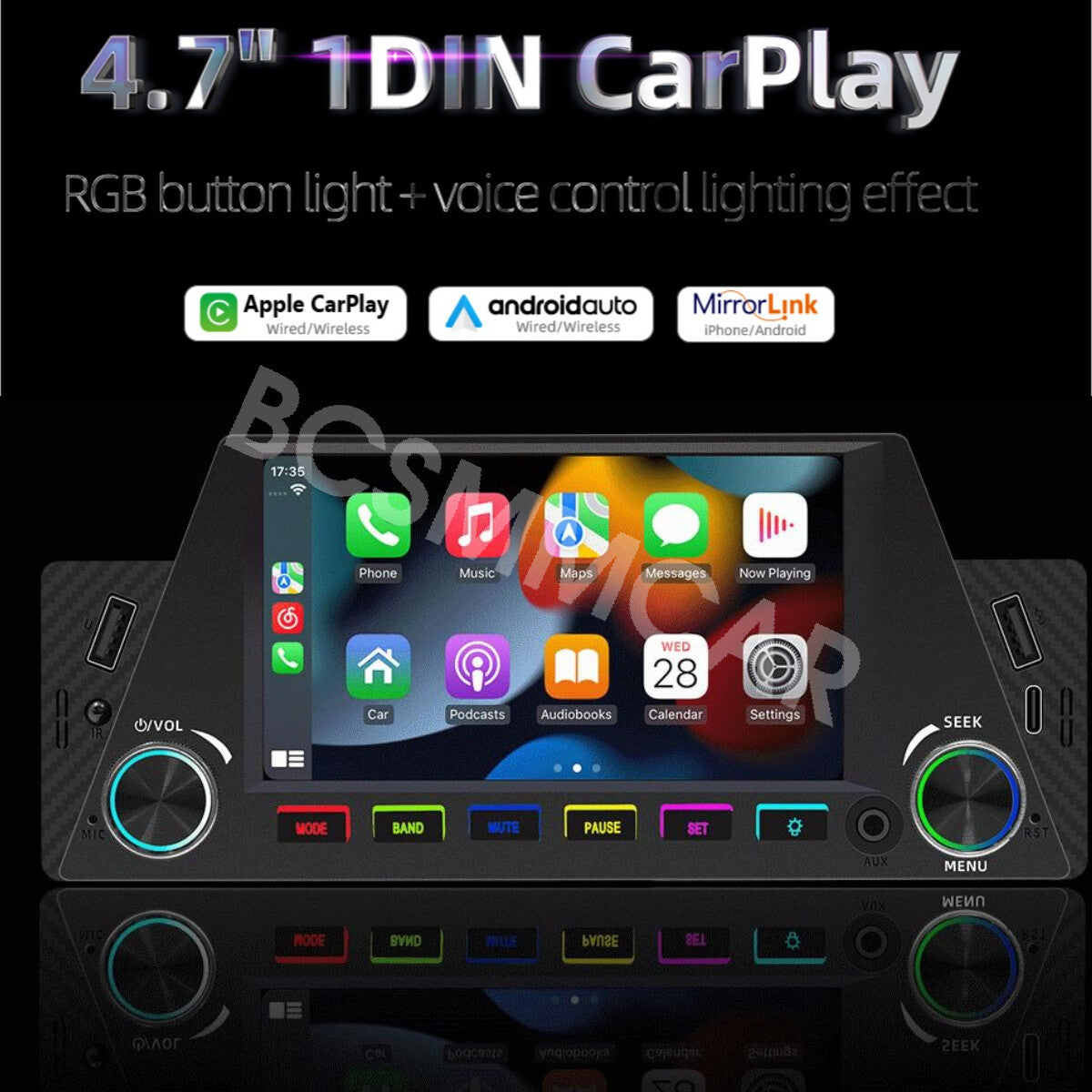 Car Multimedia Player Single Din RDS Radio 4.7inches Single Din For Android Auto