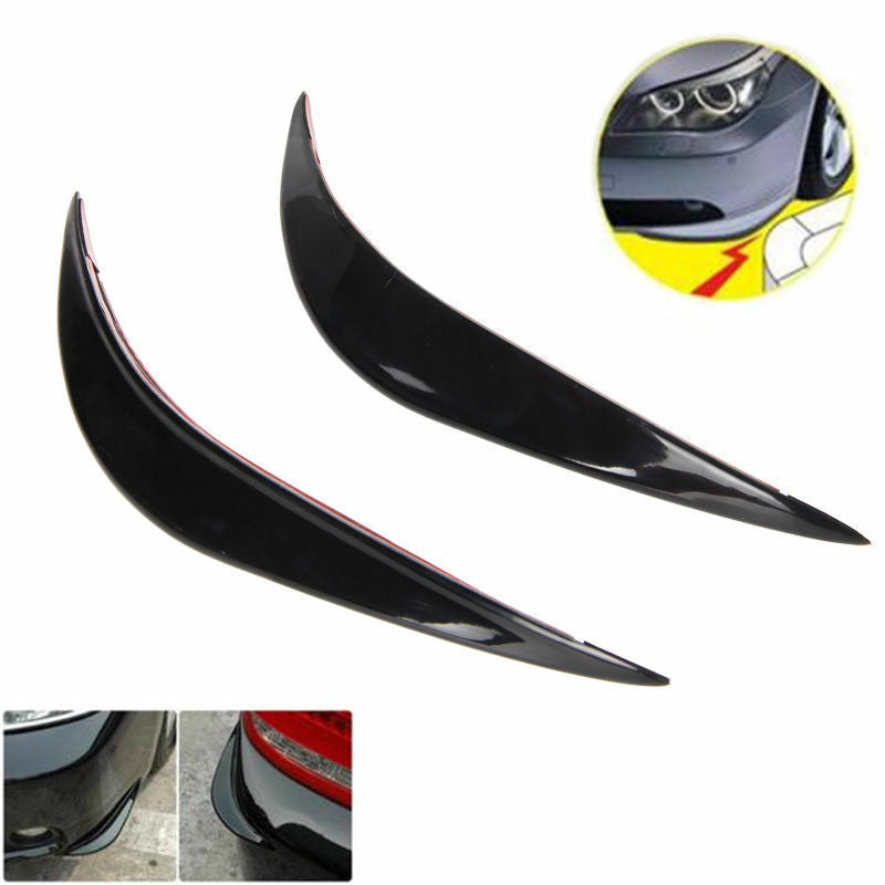 2 Pcs Black Soft Rubber Car Front Bumper Anti-Collision Protection Strips Decal