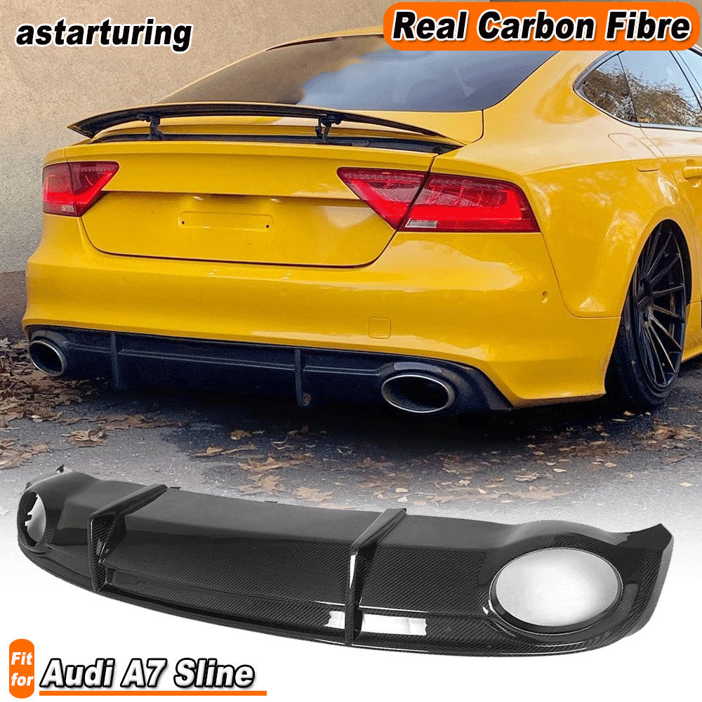 Fit for Audi A7 Sline 2011-2014 REAL CARBON Rear Bumper Diffuser Spoilers Lip