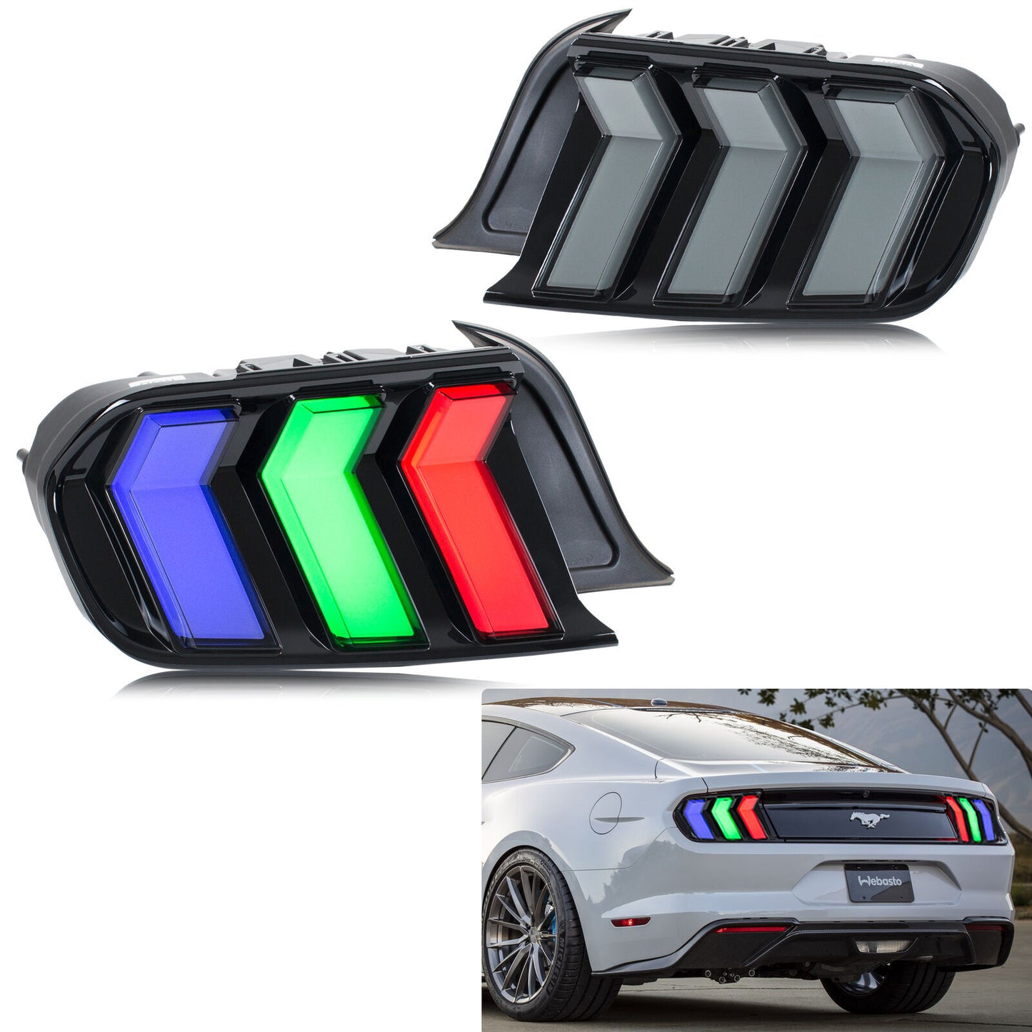 RGB LED Tail Lights for Ford for Mustang 2015-2023 Animation Sequential Rear Lamps