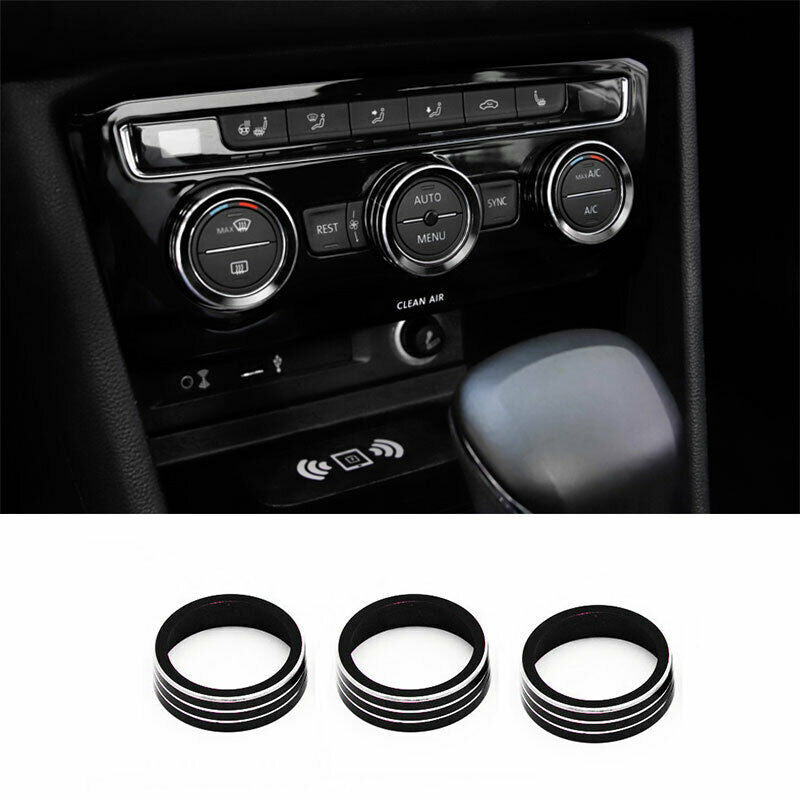 for Volkswagen for Jetta Mk7 2019-2022 Black Aluminum Central Console AC Switch Trim