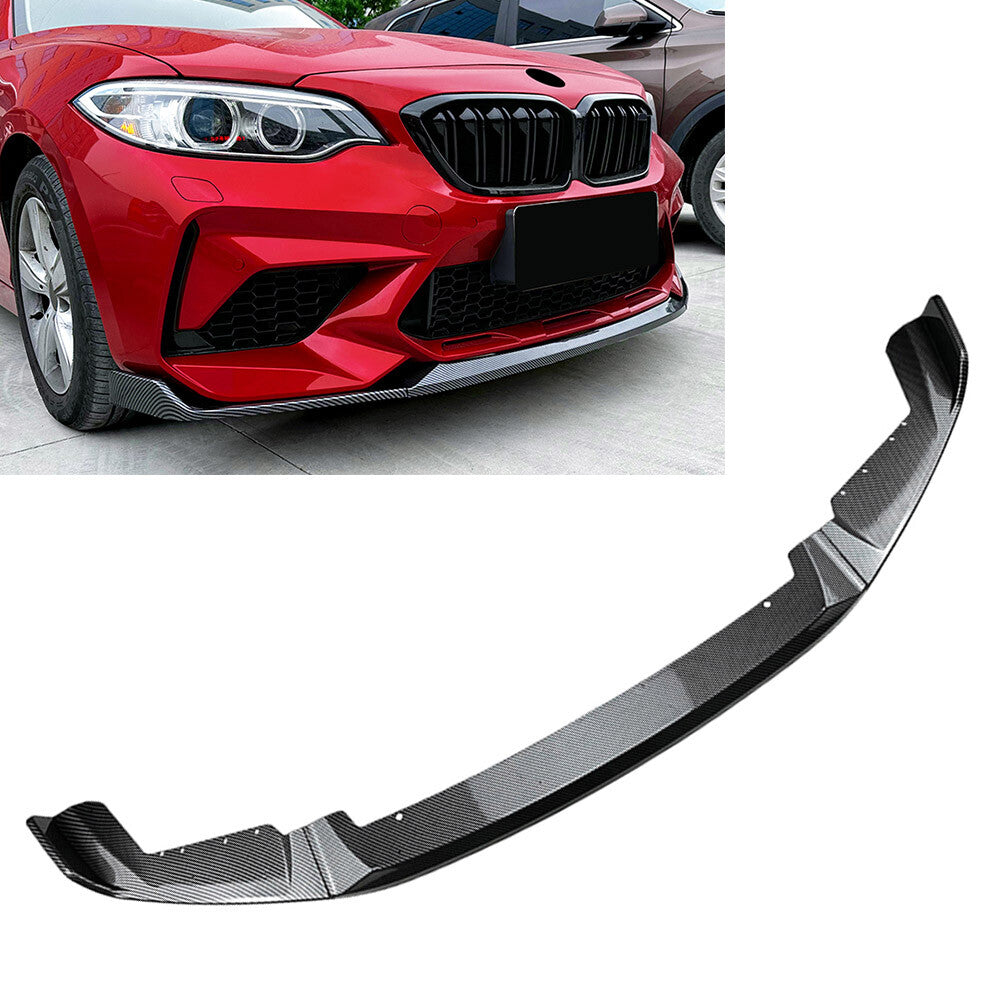 CS Style Front Bumper Spoiler Lip for BMW F87 M2 2016-2021 Carbon Fiber Black