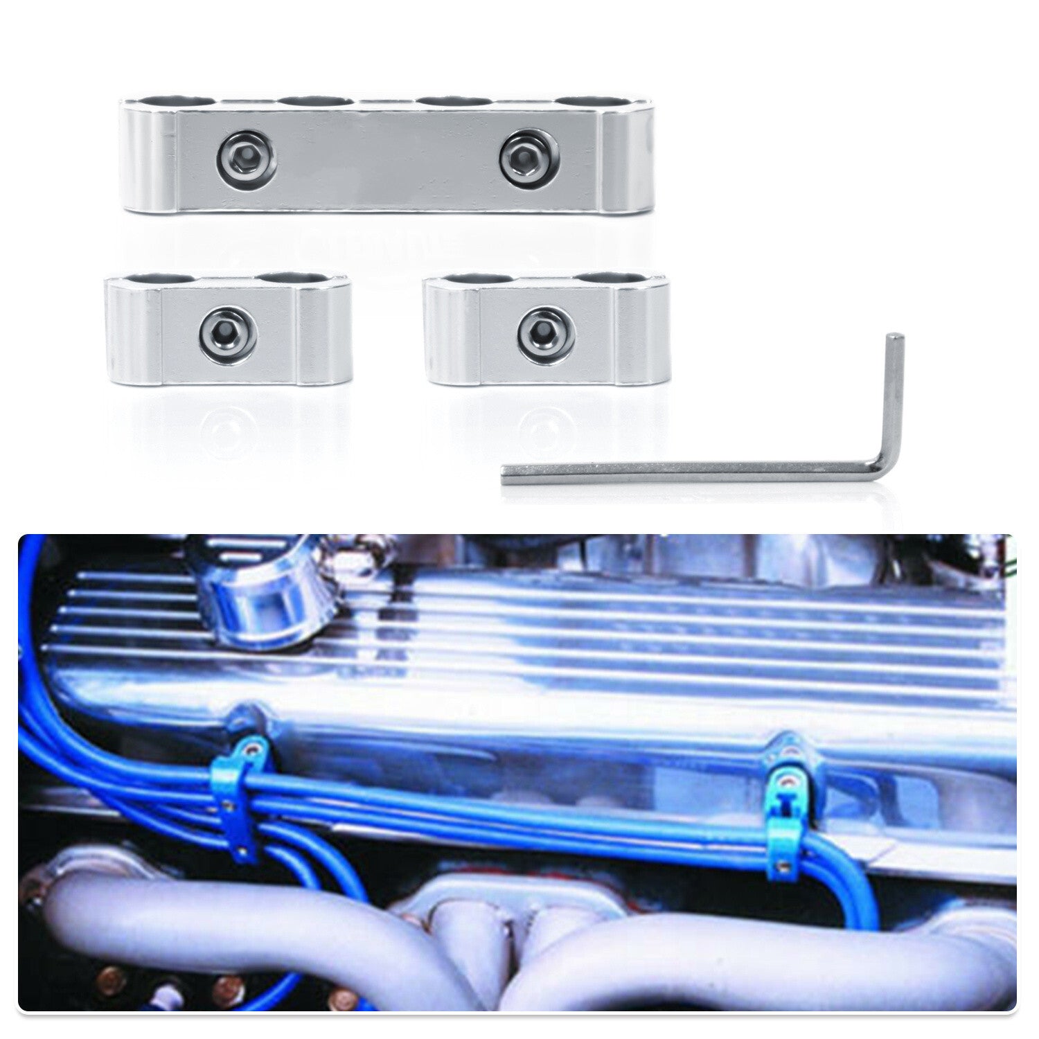 4 sets of 8mm car engine spark plug wire splitters, loom dividers, and storage clips