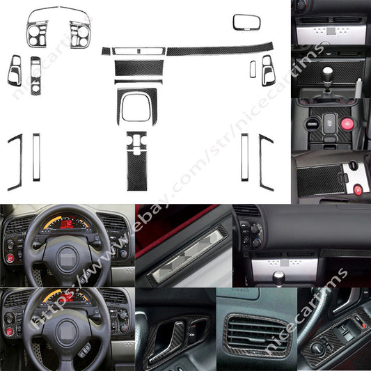24Pcs Carbon Fiber Gear Shift Interior Full Set Trim Kit for Honda S2000 2004-09
