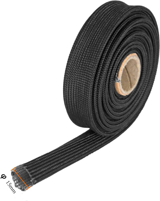 Heat hose fiberglass-wrapped shield 10ft-15mm 5/8inch wire fuel line heat shield