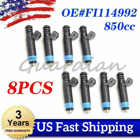 8x FI114992 850cc fuel injectors suitable for Chevrolet Camaro, for Corvette , Impala, for Ford , and for Dodge .