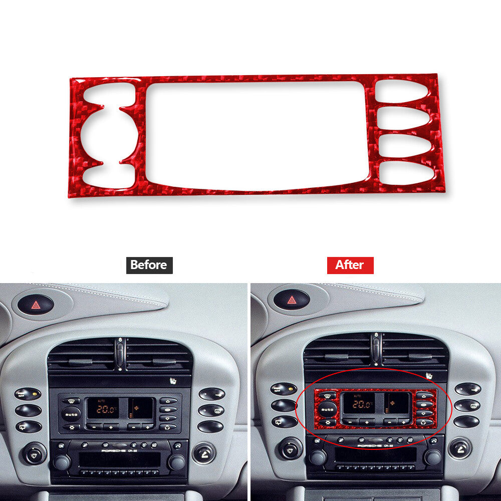 Red Carbon Fiber A/C Insert Panel Cover Trim for Porsche Boxster / 996 1998-2004