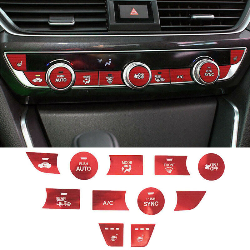 11P for Honda Accord 2018-2022 Red Aluminum Central Control Switch Button Cover