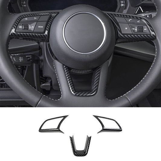 for Audi A3 2022-24 ABS Carbon Fiber Steering Wheel Strip Molding Cover Trim 3P