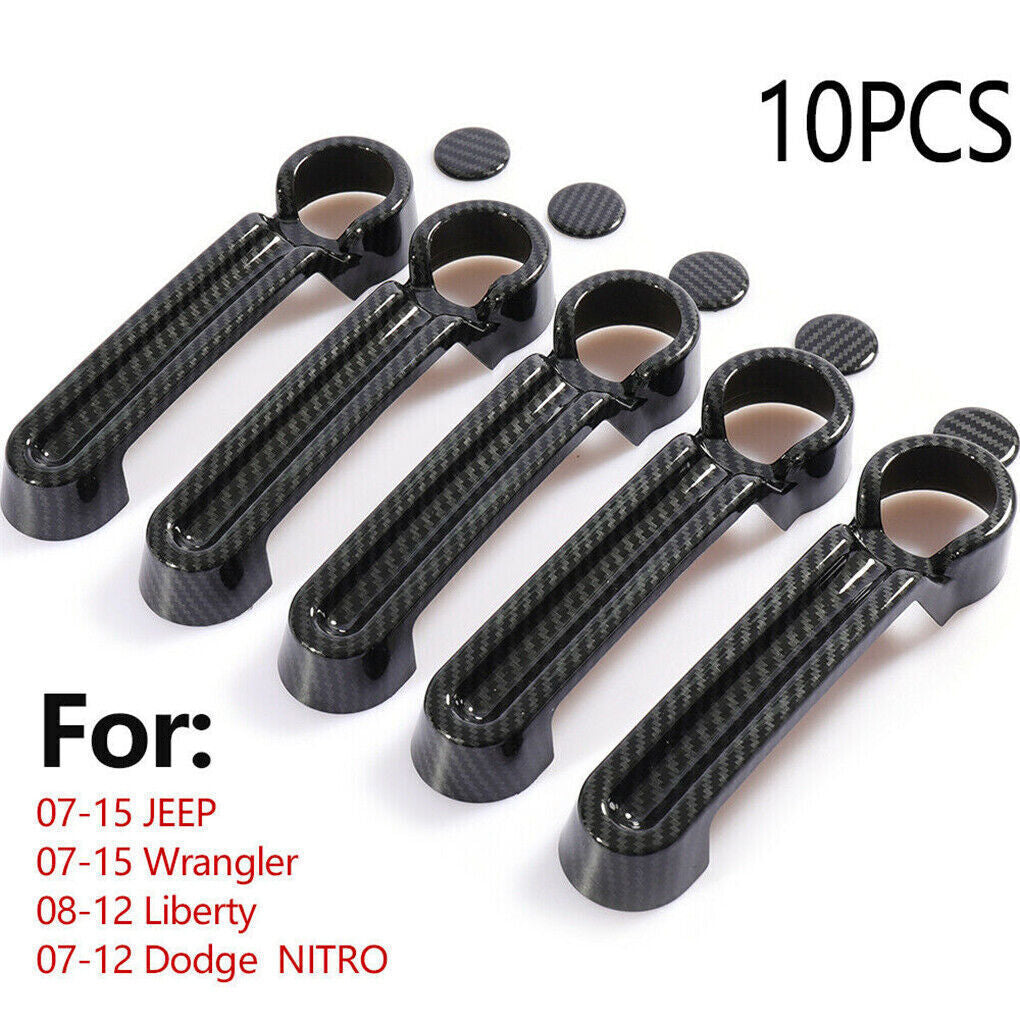 Carbon Fiber Door Handle Cover Grips Trim Accessories for 07+ for Jeep for Wrangler JK