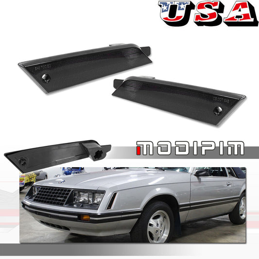 for Ford for Mustang 1979-1986, front bumper side marker light reflector smoke hood