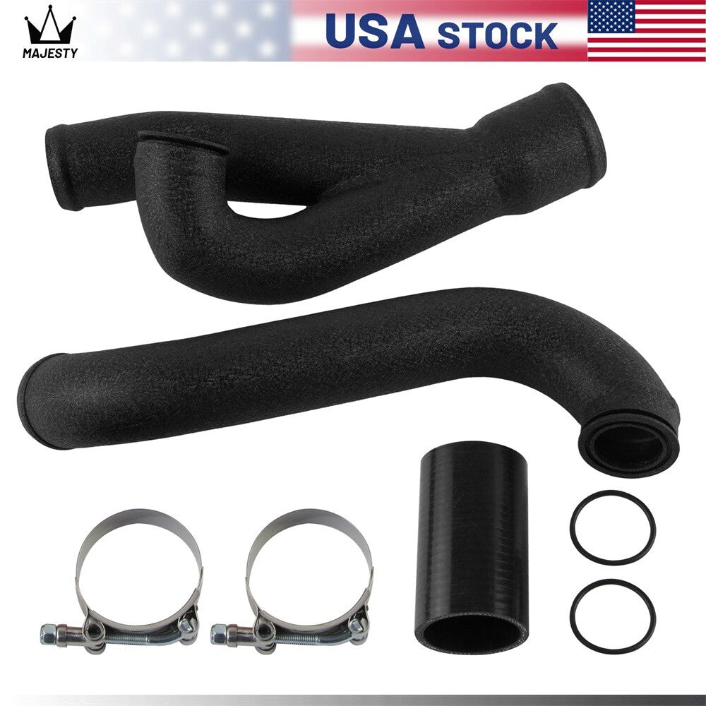 2 Aluminum Turbo Outlet Charge Pipe Kit For 2007-2013 for BMW 335i 335is N54 Black