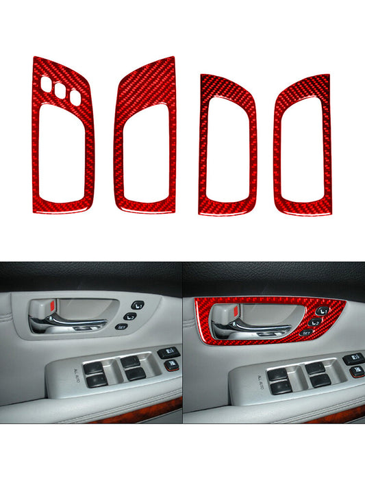 4Pcs Red Carbon Fiber Interior Door Handle Cover Trim for Lexus RX330 RX350