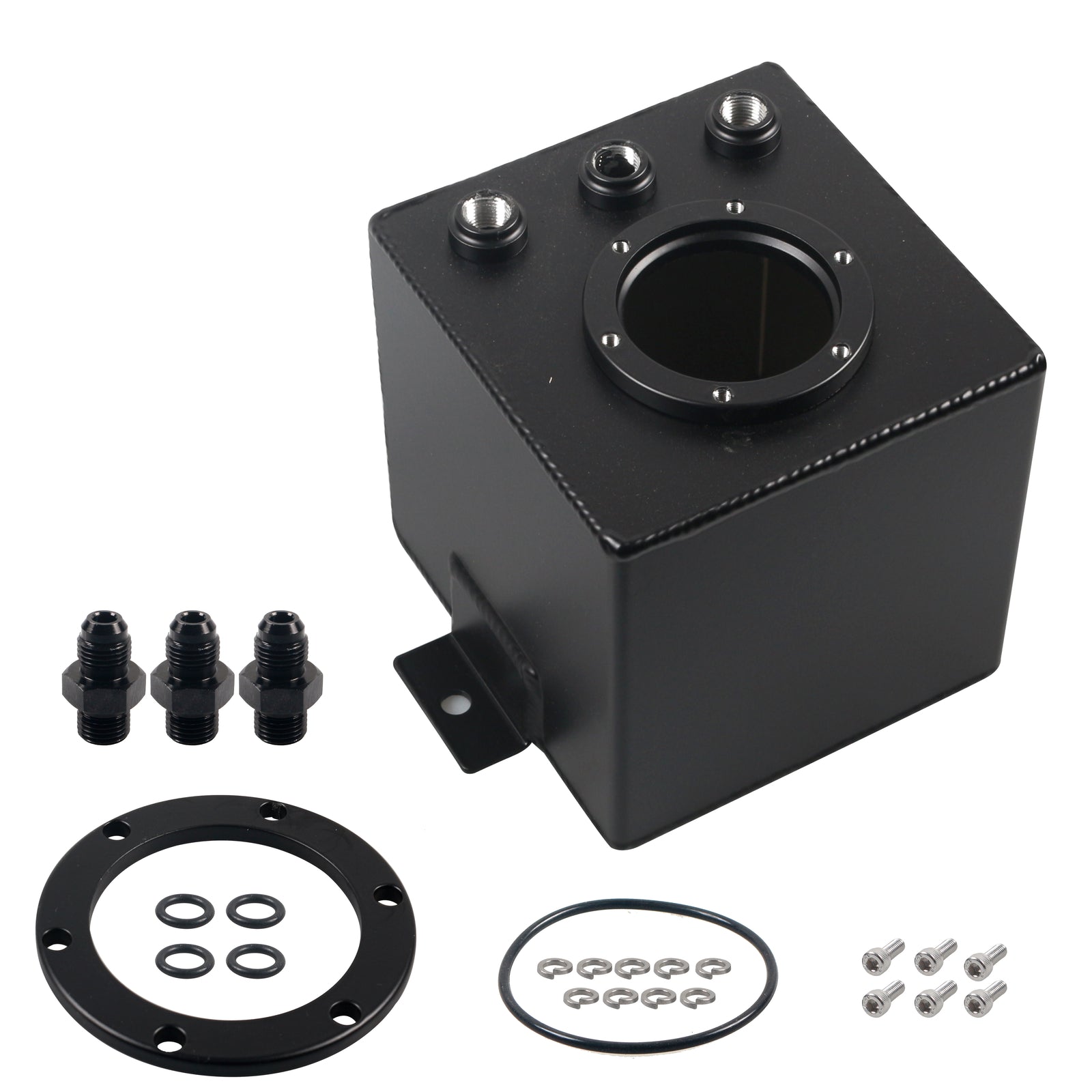 Black 2L Car Fuel Swirl Surge Pot Tank Aluminium Surge Tank for 044 Fuel Pump
