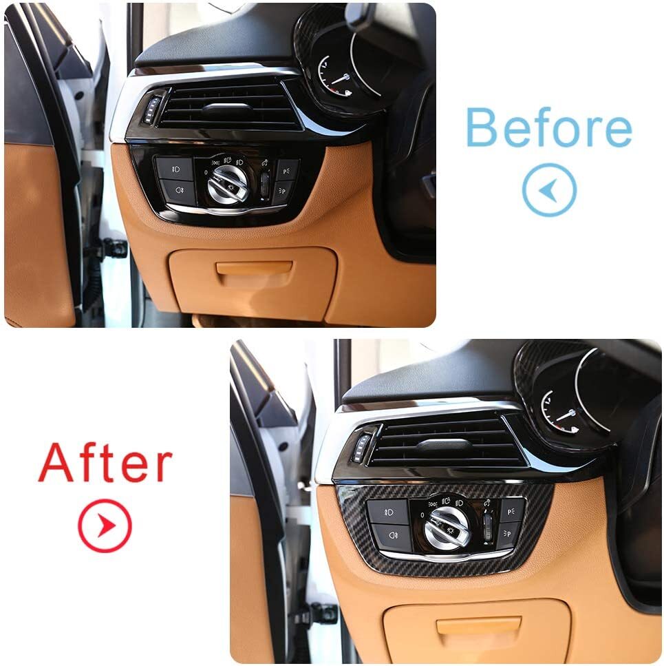 Carbon fiber style headlight cover trim suitable for BMW G30 G31 2017-2022