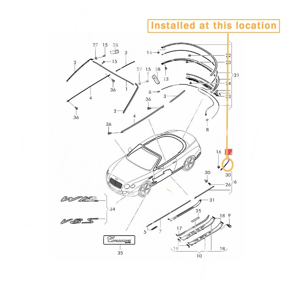 Suitable for Bentley GTC rear-mounted engine Chromie Trim left : 3W3807819B