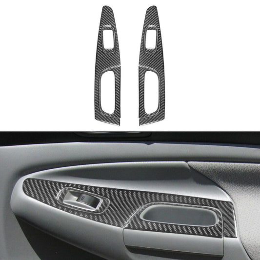 6Pcs Rear Door Window Button Trim Cover Carbon Fiber for Toyota Tacoma 2012-2015
