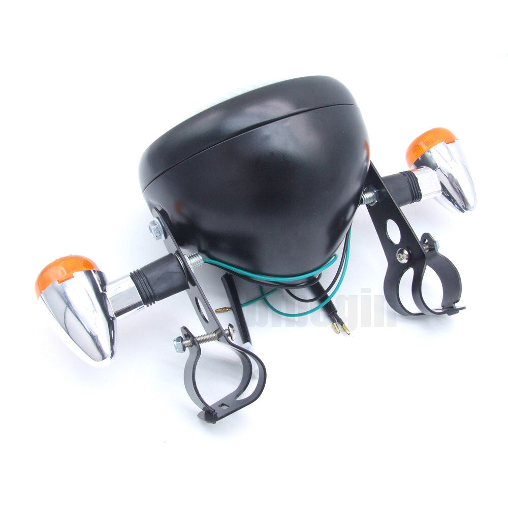 Motorcycle Motorbike 6.5 Headlight Turn Signal Light Bulb+Bracket Set Universal