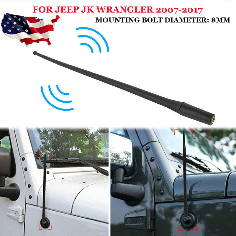 13-inch radio antenna reflector mast compatible with 8mm for Jeep for Wrangler JK 2007-2017