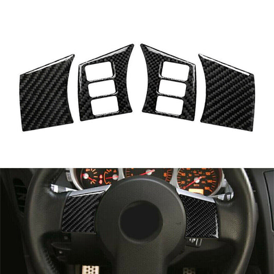 Fit for Nissan 350Z 2006-2009 Interior Steering Wheel Panel Cover Carbon Fiber 4Pcs