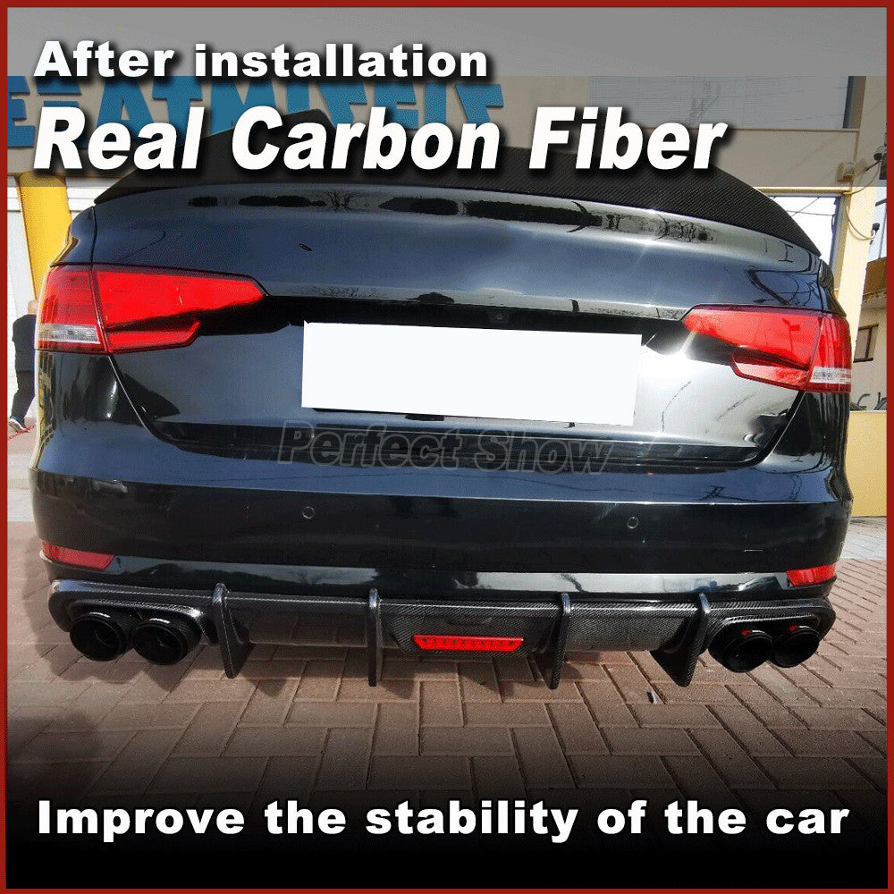REAL Carbon Rear Bumper Diffuser Lip Spoiler Bodykit Fit for Audi A4 2017-2019
