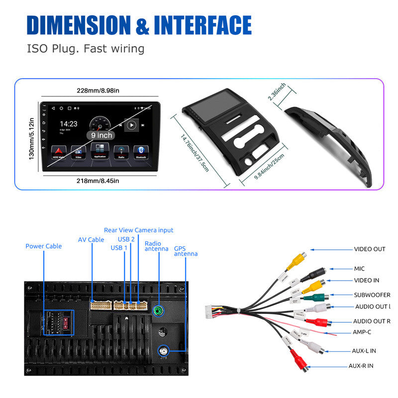 9in Android Radio Car Stereo Multimedia Player GPS Navi Wifi for Ford F150 09-14