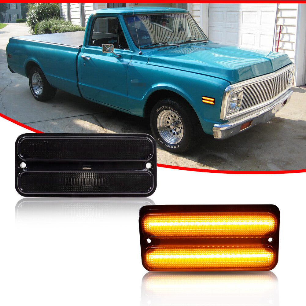 2-Pack Left/Right Marker Light Reflectors in Amber for 1968-1972 for Chevrolet for GMC Trucks