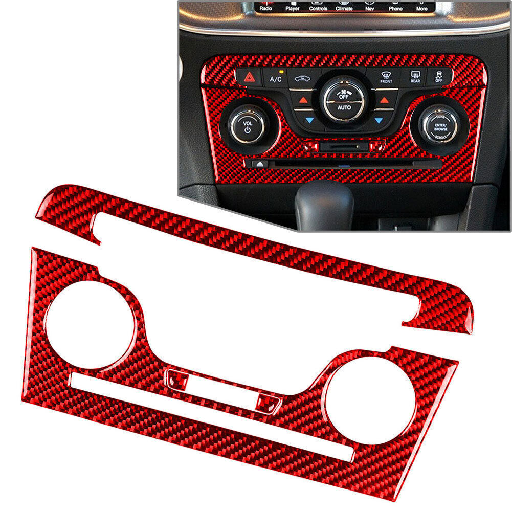 4 Pcs Interior Console CD AC Panel Cover Trim Red for Dodge Charger 2011-2014 12