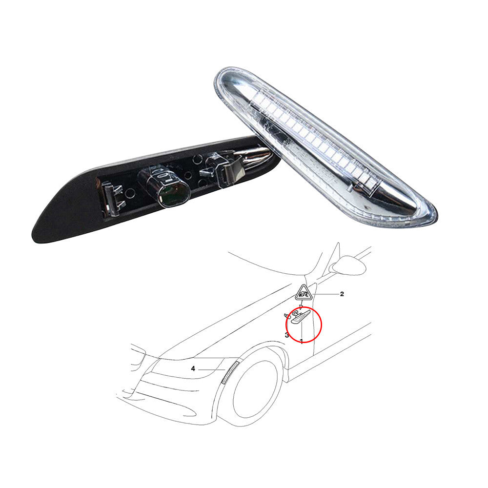 2X Dynamic LED Side Marker Light Signal Blinker Lamp for BMW E60 E61 E90 E81 E82