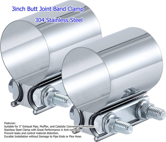3-inch Butt connector with clip, exhaust muffler clip, 3-inch exhaust pipe clamp