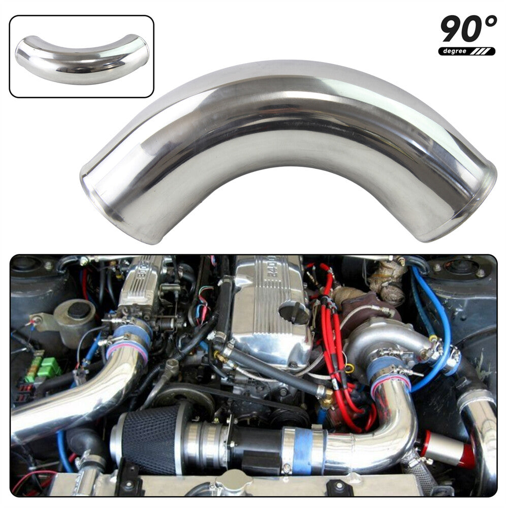 90 Degree 80mm 3.15 Aluminum Intercooler Intake Pipe Piping Tube Hose Silver