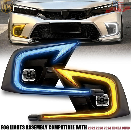 Fog Lights Assembly DRL for 2022 2023 2024 for Honda for Civic Hatchback Turn Signals
