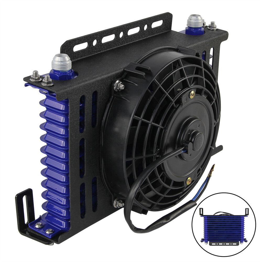 Universal 13 Row AN10 Engine Oil Cooler + 7 Fan Kit New Mounting Bracket Kit BL