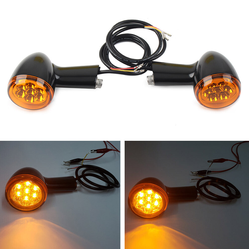 LED Blinker hint for Harley Sportster XL 883 1200 1992-22 Schwarz + Gelb