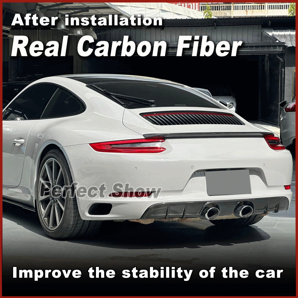 REAL Carbon Rear Trunk Wing Boot Spoiler Lip Fit for Porsche 911 991 2012-2018
