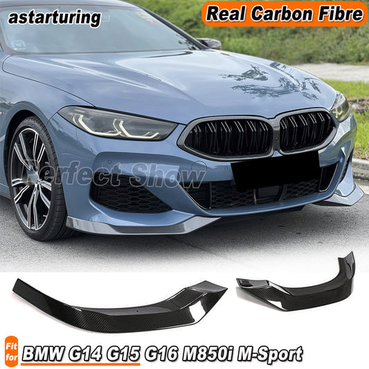 for BMW 8 Series G14 G15 G16 M850i M-Sport Real Carbon Front Bumper Lip Splitter