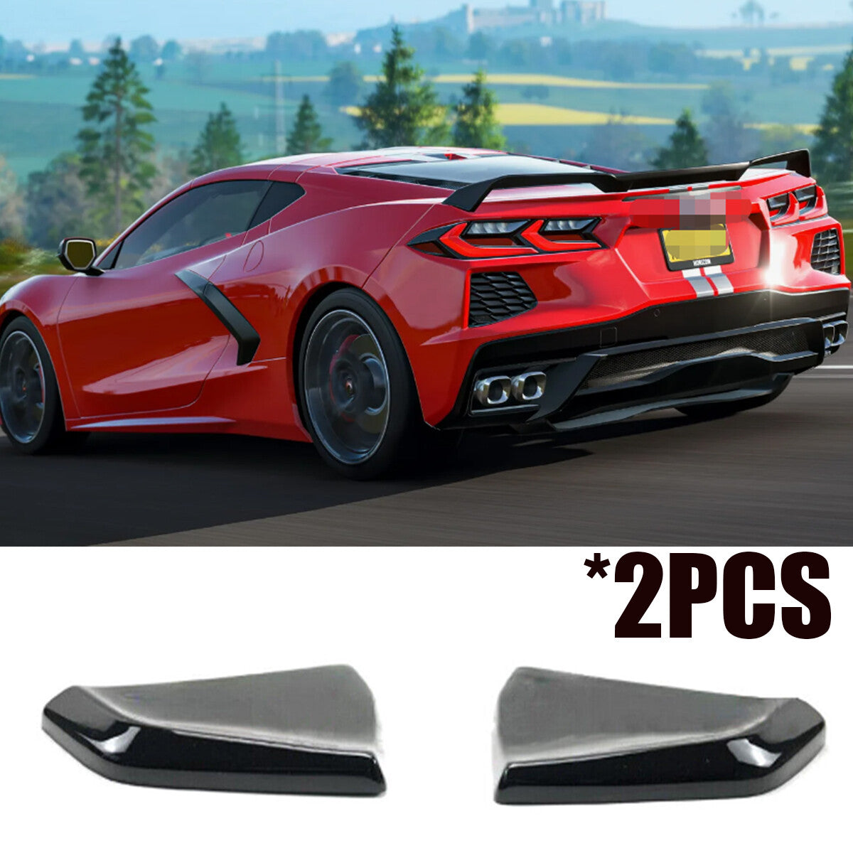 Gloss Rear Bumper Side Corner Splitters Aprons for Corvette C7 Stingray 14-2019