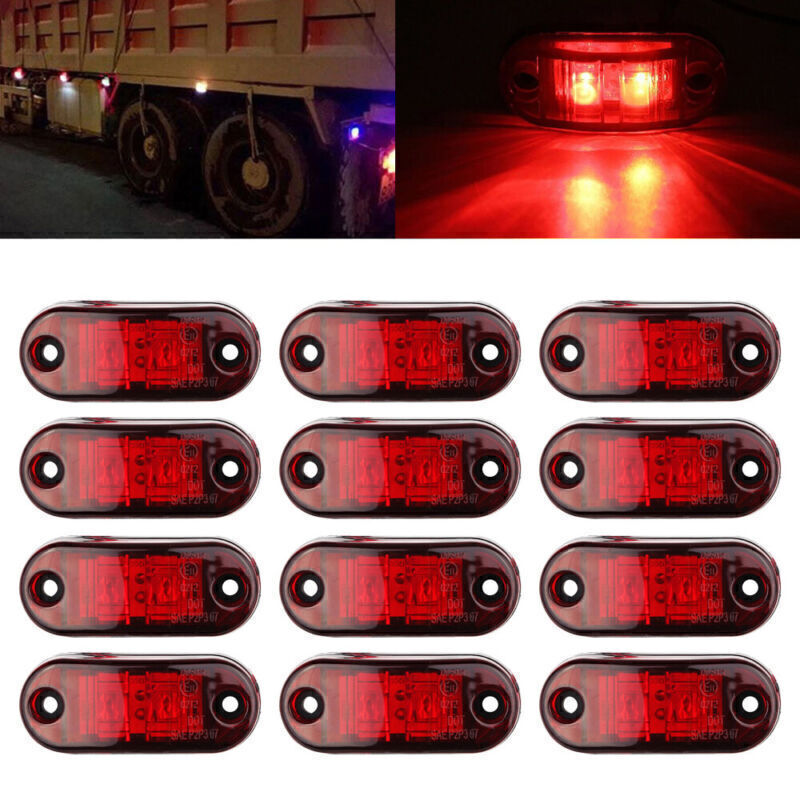 12x 12v 2SMD LED RED Rear Outline Marker Lights Truck Camper Caravan Bus Trailer