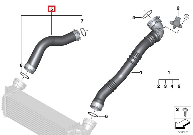 13718603095 Intercooler intake hose suitable for BMW X5 F15 X6 F16