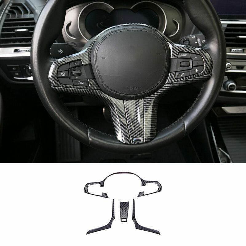 Fit for BMW X3 G01 2018-2021 Carbon Fiber Steering Wheel Frame Decor Cover Trim