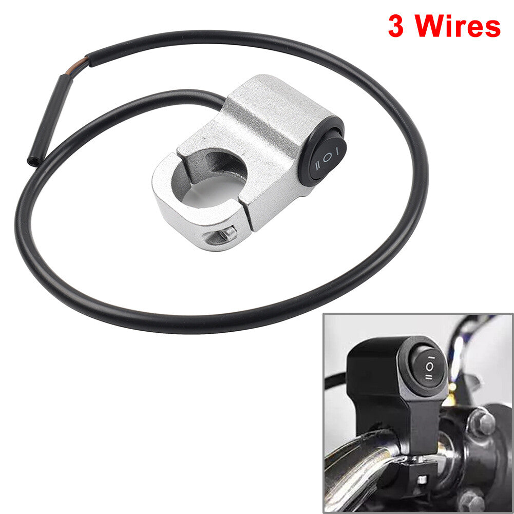 Handlebar 7/8 On Off Switch ATV Headlight Fog Spot Light Silver Motorcycle